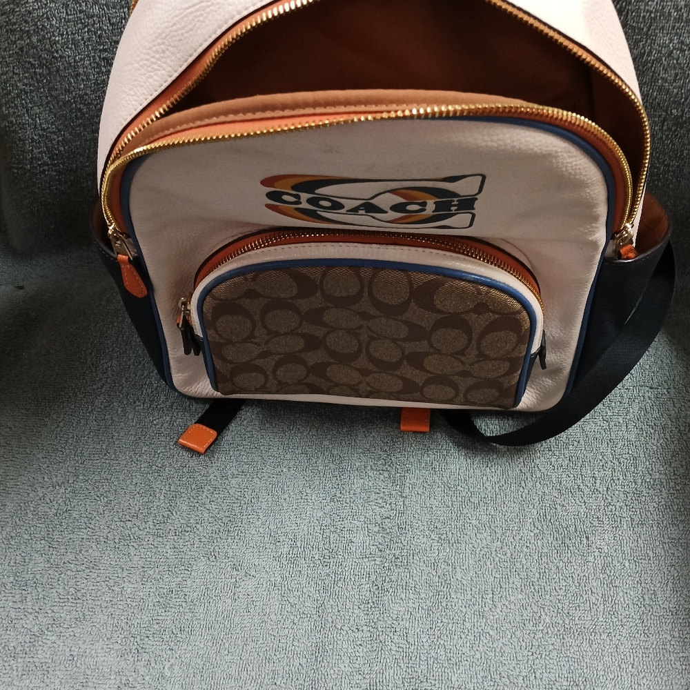 Coach Signature Brown and Beige Backpack Women